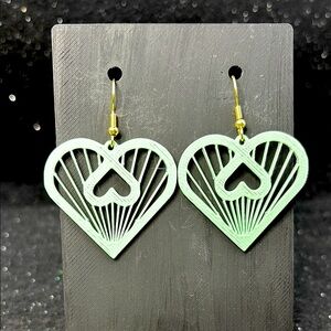 The Open Heart Twist Green Earrings